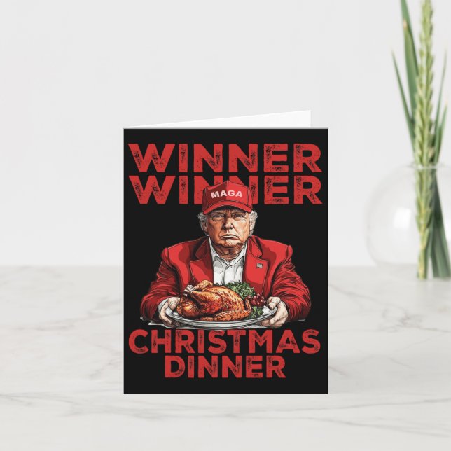 Carte Vainqueur du dîner de Noël Remerciement Trump Sant (Devant)