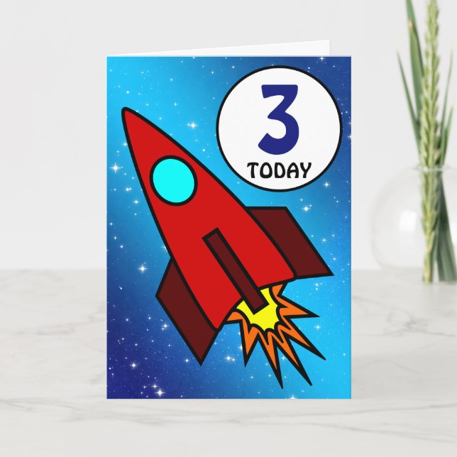 Carte Vaisseau fusée d'anniversaire numéroté (Devant)