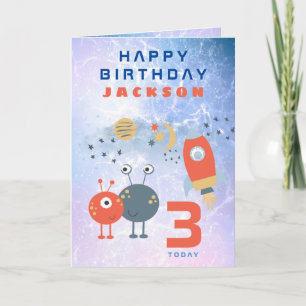 Carte Vaisseau Spatial Aliens Age 3 Anniversaire Espace 