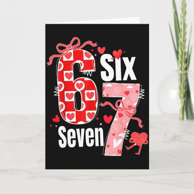 Carte Valentin 67 Six Seven Cœur Coquette Nœud Valentin (Devant)