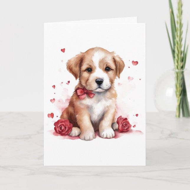Carte Valentin adorable chiot (Devant)
