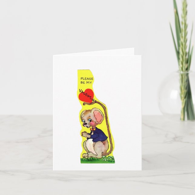 Carte Valentin de souris vintage (Devant)