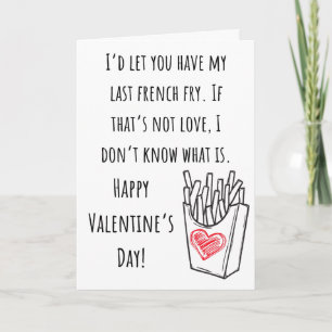 Carte Valentin drôle Mon dernier pli de frite française