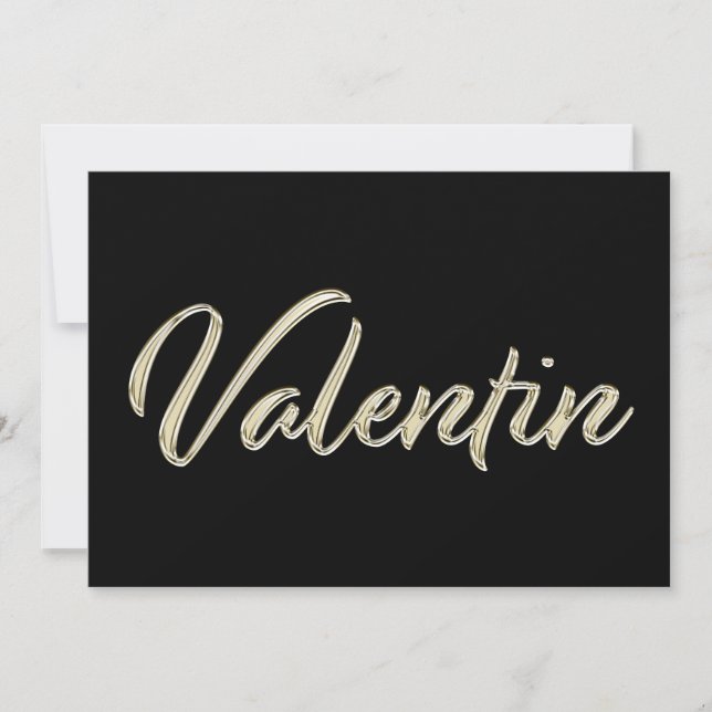 Carte Valentin écriture manuscrite or blanc (Devant)