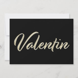 Carte Valentin écriture manuscrite or blanc