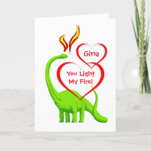Carte Valentin Personnalisé Avec Coeurs Et Dinosaure