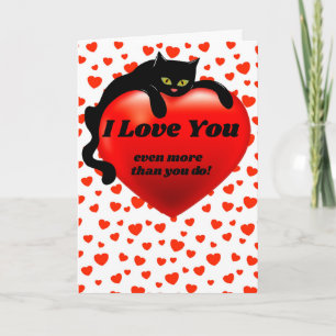 Carte Valentin sarcastique chat noir coeur humour person
