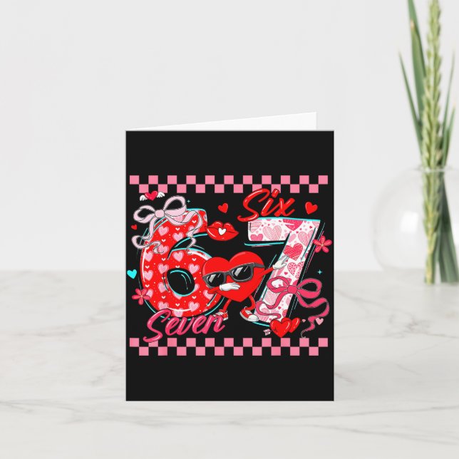 Carte Valentine 67 Six Seven Mème Cœurs Dabbing Correspo (Devant)
