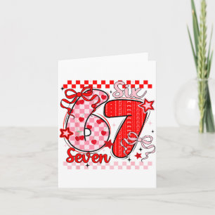 Carte Valentine à carreaux rétro Six Sept Mème 67 Viral 