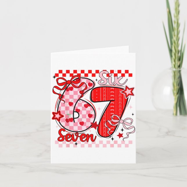 Carte Valentine à carreaux rétro Six Sept Mème 67 Viral  (Devant)