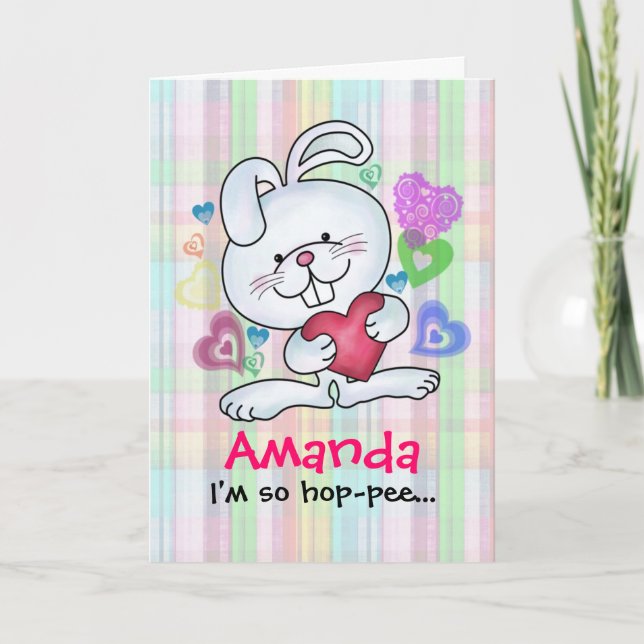 Carte Valentine Bunny personnalisable (Devant)