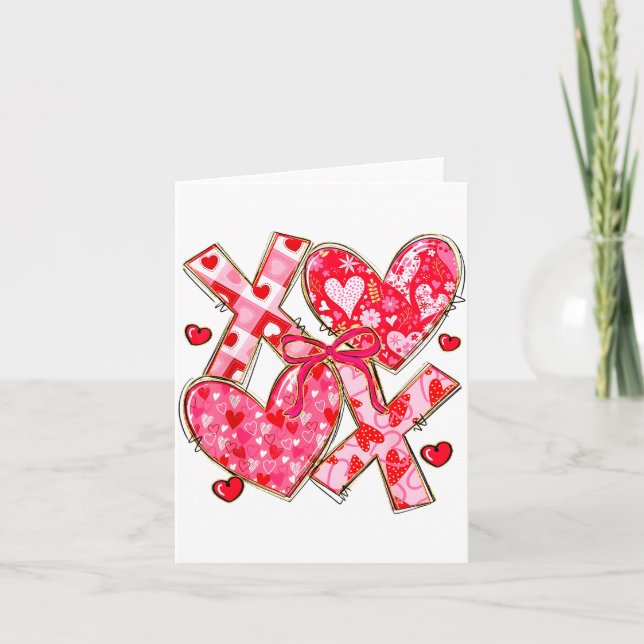 Carte Valentine Coquette Bow Xoxo Hearts Lover Girl Wome (Devant)
