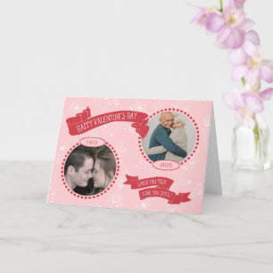 Carte Valentine Couple Doodles Photo/Date d'alors & d'au