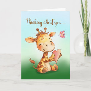 Carte Valentine Cute Happy Giraffe Heart Envoi Amour
