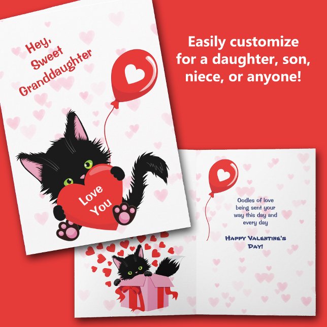 Carte Valentine Cute Kitten et Heart Balloon (Créateur téléchargé)