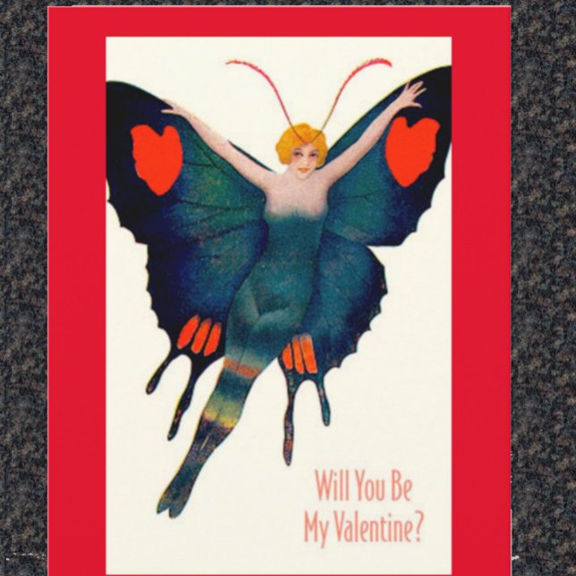 Carte Valentine Dame Papillon Vintage (Créateur téléchargé)