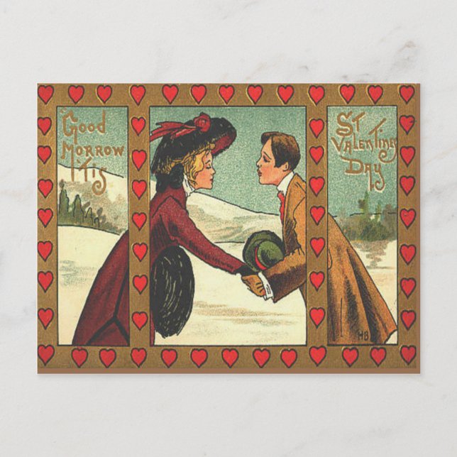 Carte Valentine de baiser Retro vintage (Devant)