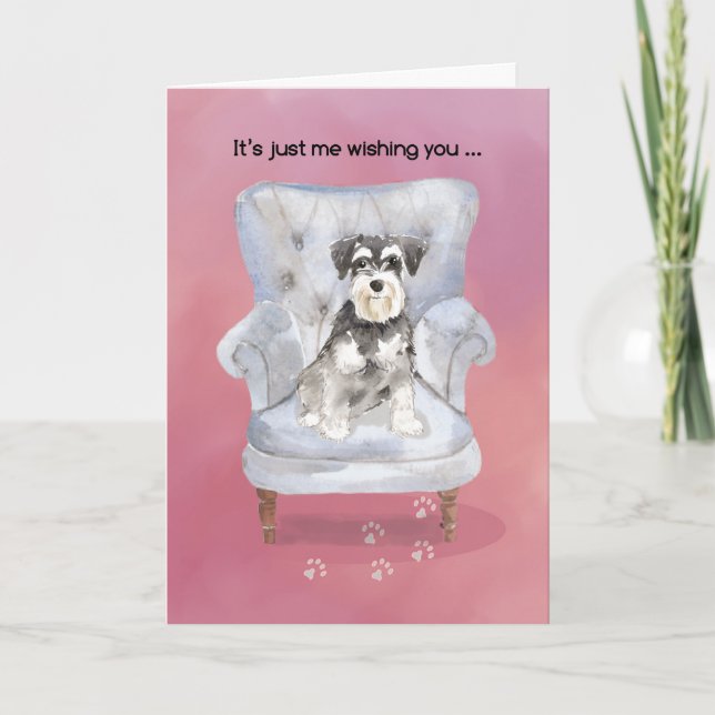 Carte Valentine de Chien assis sur la chaise (Devant)