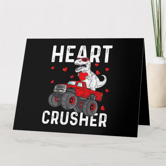 Carte Valentine Dinosaur Monster Camion T Rex Coeurs Tod (Devant)