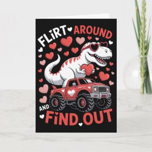 Carte Valentine Dinosaur Monster Truck Flirte Autour Et