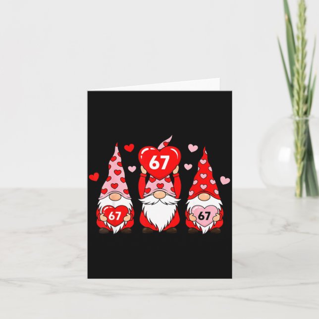 Carte Valentine Gnomes 67 Funny Meme Cute Love Gnome Cou (Devant)