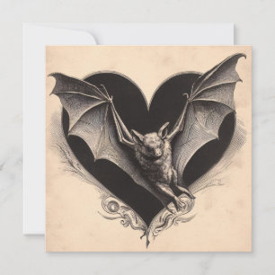 Carte Valentine goth bat gothique rétro vintage
