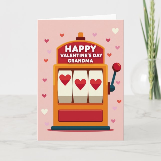 Carte Valentine Grandma Slot Hearts Card (Devant)