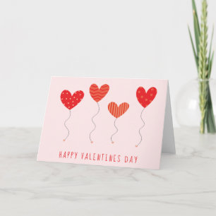 Carte Valentine Heart Balloons Pois Stripes Rouge