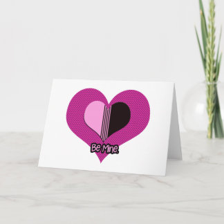 Carte Valentine Heart Pink and Black Be Mine