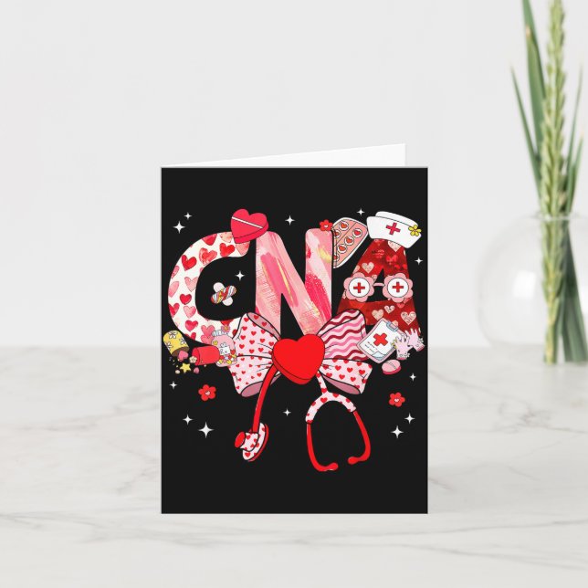 Carte Valentine Infirmière Cna Coquette Arc Stéthoscope  (Devant)