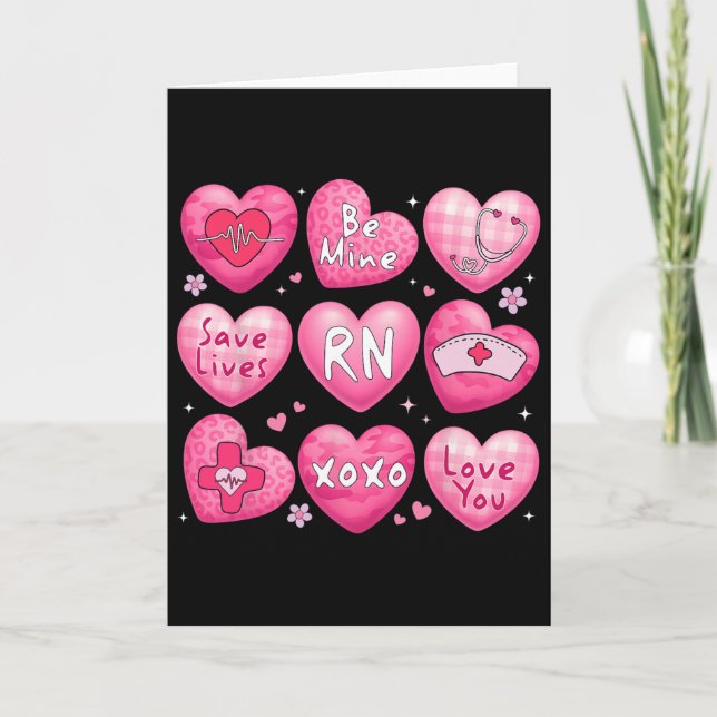 Carte Valentine Infirmière Rn Cœurs de Conversation Xoxo (Devant)