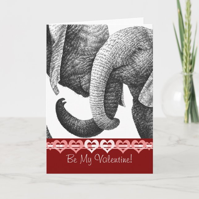 Carte Valentine Jeunes Eléphants Africains (Devant)