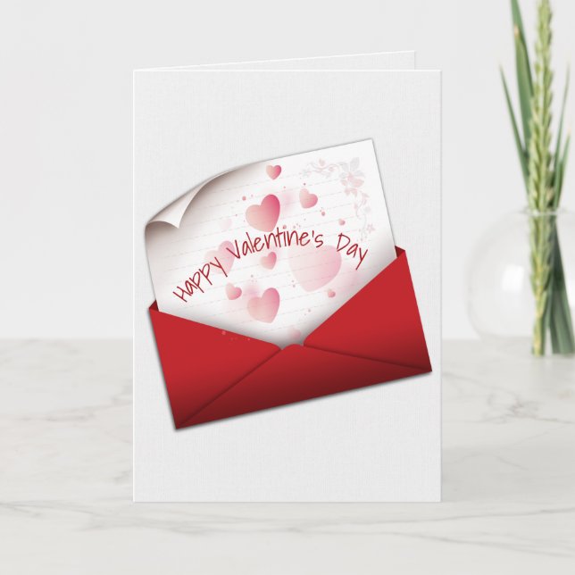 Carte Valentine Love Note dans l'enveloppe rouge (Devant)