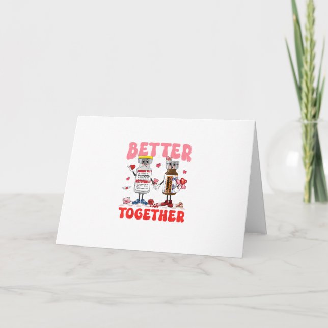 Carte Valentine Mieux Ensemble Infirmière Rose Moderne D (Devant)