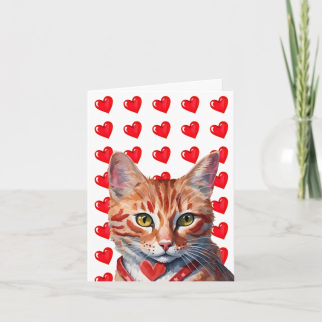 Carte Valentine Orange Tabby Cat &Heart Purr-fect (Devant)