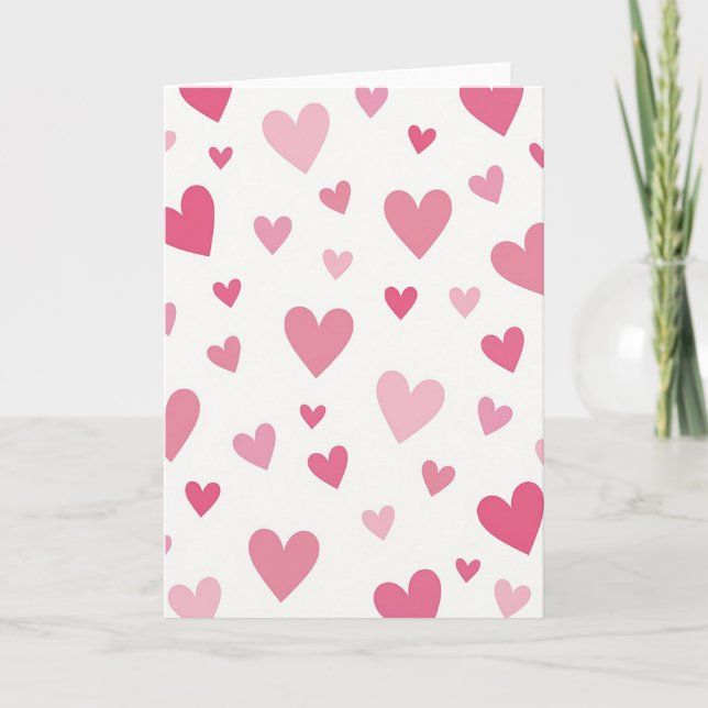 Carte Valentine Pink Hearts Card (Devant)