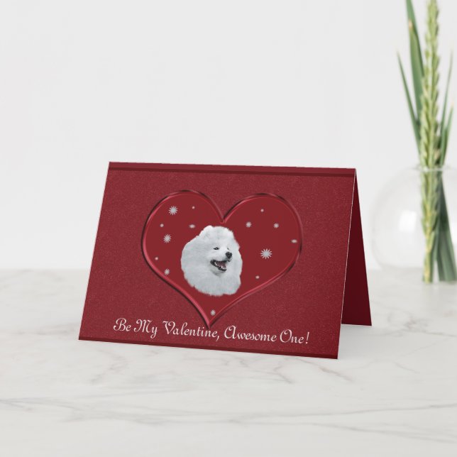 Carte Valentine pliée Samoyed 5X7 (Devant)