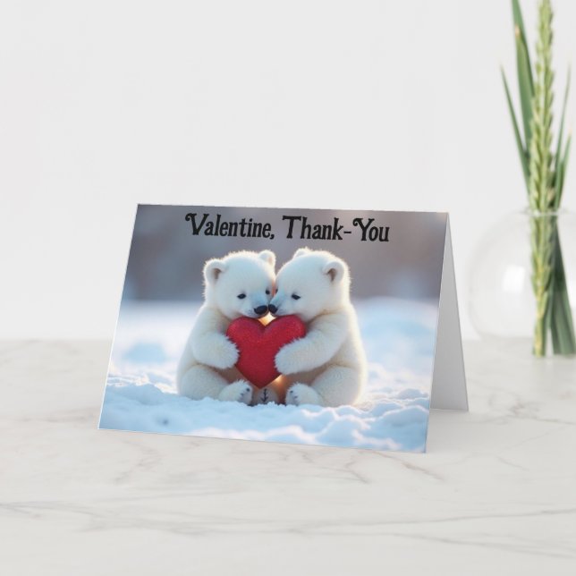 Carte Valentine Polar Bear Cubs Greeting Card (Devant)