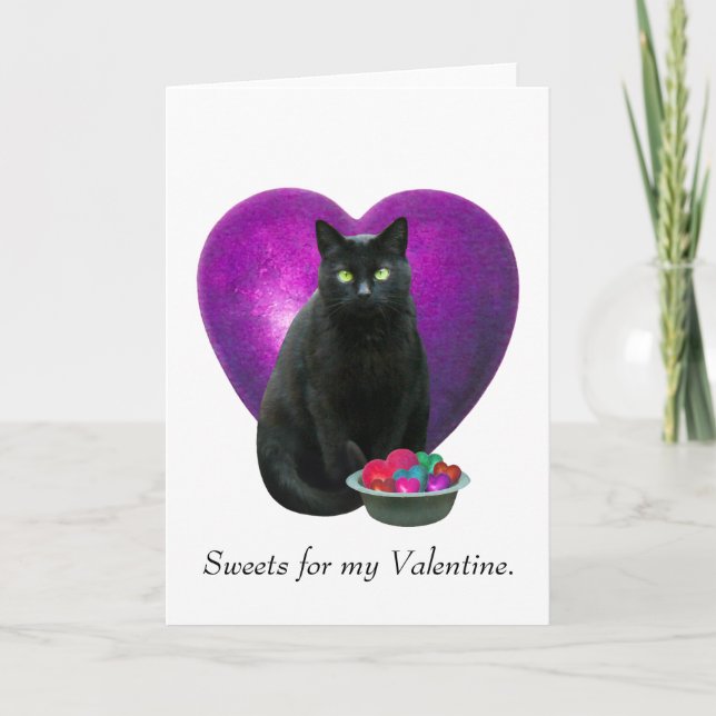 Carte Valentine pour chat noir (Devant)