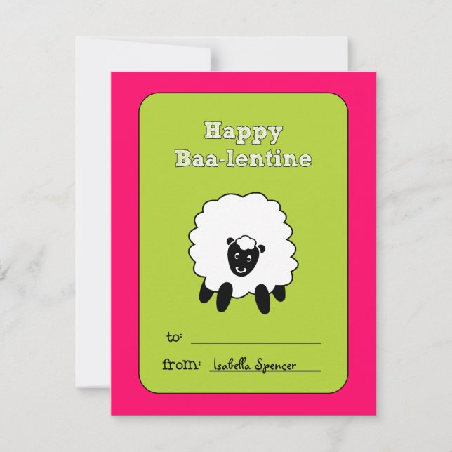 Carte Valentine pour enfants Baa-lentine (Devant)