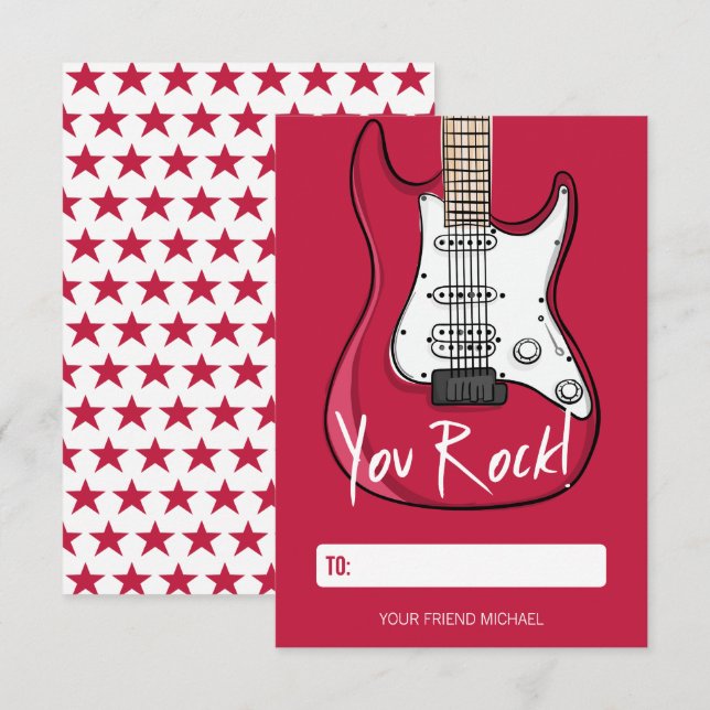 Carte Valentine pour enfants Rock (Devant / Derrière)