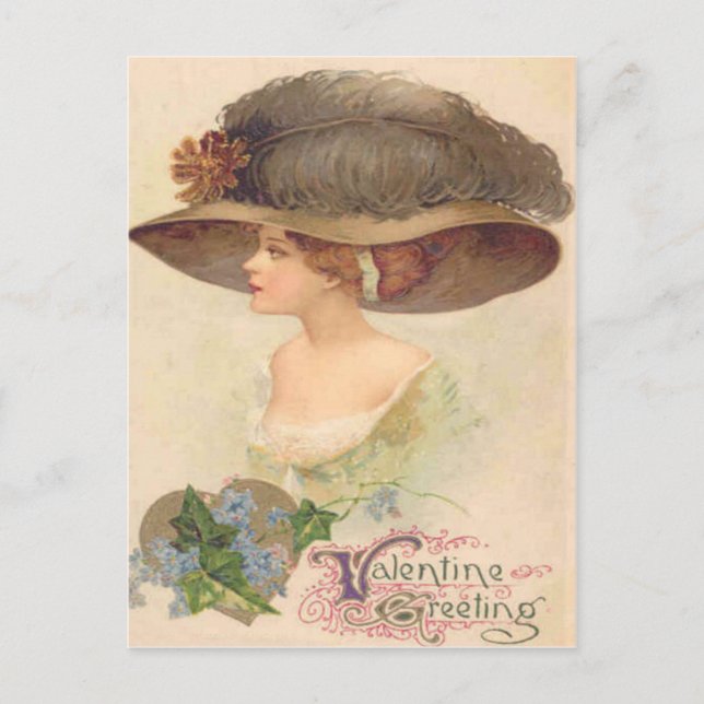 Carte Valentine pour femme victorienne Retro vinta (Devant)
