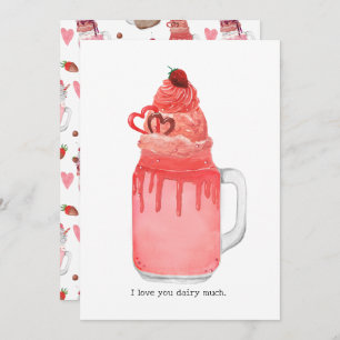 Carte Valentine Red Velvet Milkshake I Love You Pun Card
