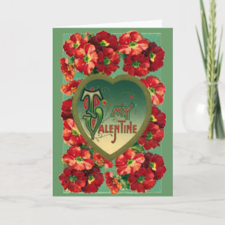 Carte Valentine Red Vintage Poppies