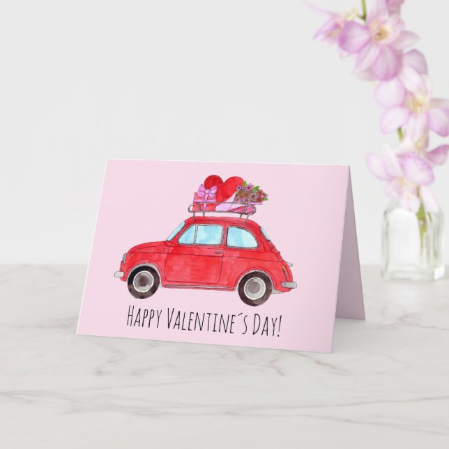 Carte Valentine Retro Fiat 500 (Orchidée)