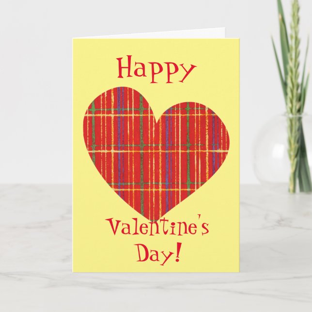 Carte Valentine Retro Plaid Heart Friend (Devant)