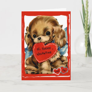 Carte Valentine Retro Puppy Hi There