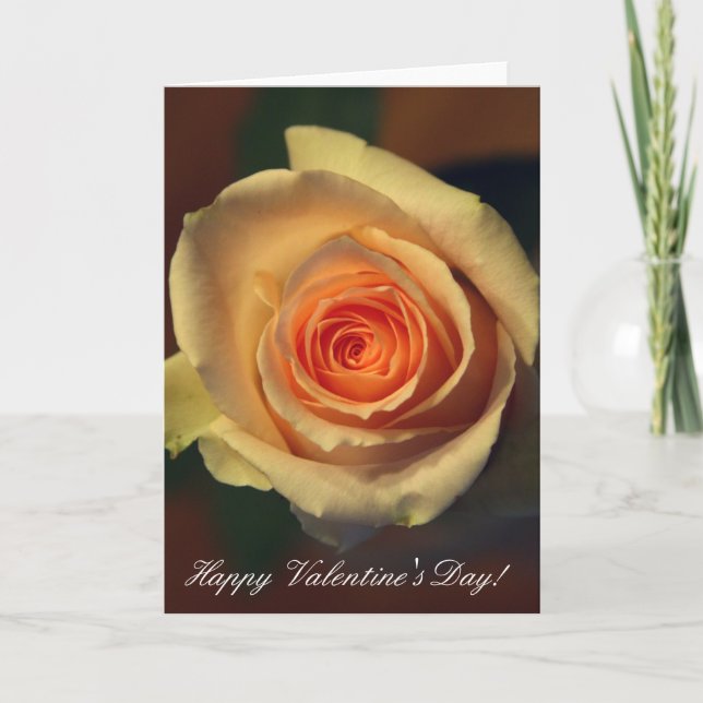 Carte Valentine rose jaune (Devant)