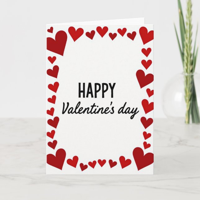 Carte Valentine Rouge Cœur Bordure Mat (Devant)