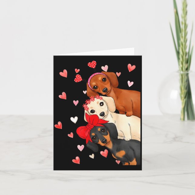 Carte Valentine’s Day Dog Cute Dachshund Dogs For Dog Mo (Devant)